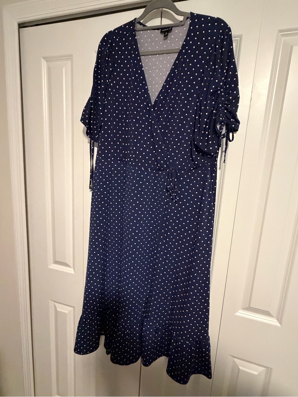 torrid Navy Polka Dot Wrap Midi Dress